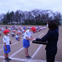 表彰伝達そして高学年へ激励のことば
